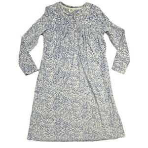 Aria Collection Night Gown Size Medium Blue White Soft Velour Pockets Cottage